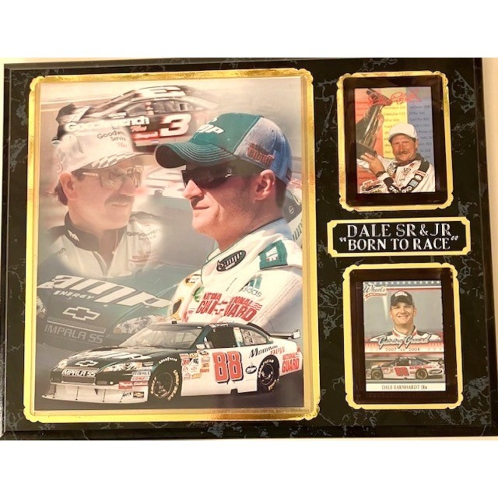 Dale Earnhardt SR. & JR. Nascar  "BORN TO‎ RACE"  Plaque Picture